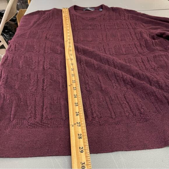 Hart Schaffner Marx Extra Fine Merino Wool XL maroon plum knit sweater V-neck - Picture 11 of 11
